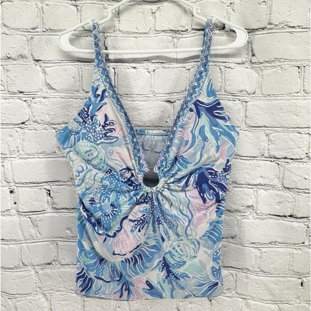 Lilly Pulitzer Brenta Tankini Top Size 16 Blue Multi Swimwear Swimwear Beach
